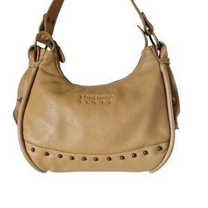 LORENZO BANFI beautiful hobo bag in a soft leather cream color with studs. New.